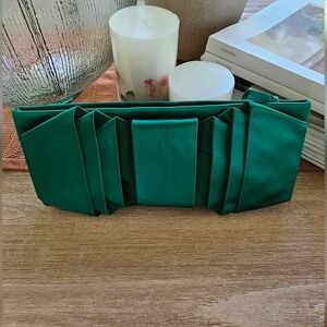 Valentino Green Satin Front Zip Clutch